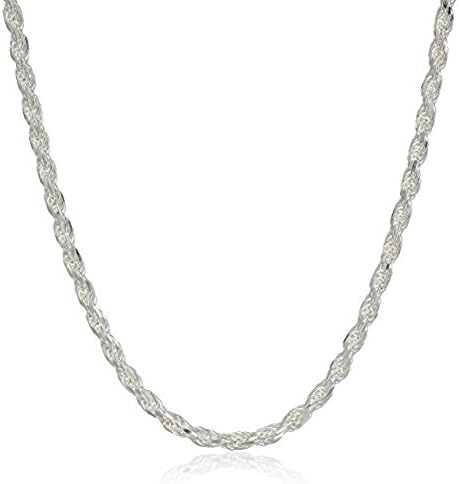 Sterling Silver Diamond Cut Rope Chain 1.5mm, 2.2mm Made In Italy Solid 925