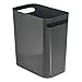 InterDesign Una Rectangular Trash Can with Handles, Waste Basket Garbage Can for Bathroom, Bedroom, Home Office, Dorm, College, 12-Inch, Charcoal Gray