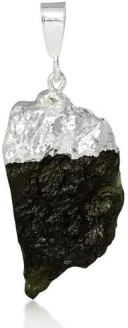 Gempundit 3.87 Grams Certified Astrlogical Healing Moldavite Silver Pendant