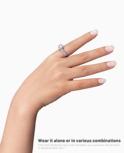 FCINOS Half Eternity Ring for Women, S925 Moissanite Stackable Engagement Ring, Promise Wedding Bands Sterling Silver Ring, Clarity Unisex Diamond Simulated Anniversary Rings