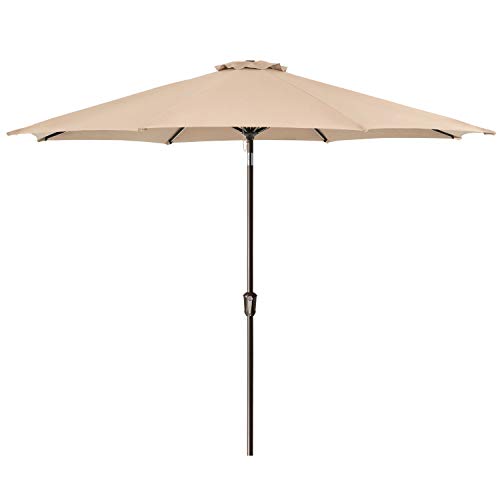 Fokebel 10 FT Outdoor Patio Umbrella Garden Table Umbrellas with Push