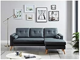 Generique Ibra Canape Angle Reversible 4 Places Tissu Gris