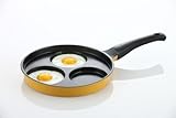 Flamekiss 9.5" Orange Ceramic Coated Nonstick 3-Cup Egg Cooker Pan by Amor, Innovative &amp; Elegant Design, Nano Ceramic Coating w/ Silver Ion (100% PTFE &amp; PFOA Free) (Kitchen)