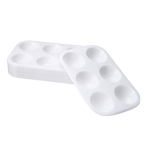 Buy Outus 12 Pieces Plastic Paint Palettes 6 Well Rectangular