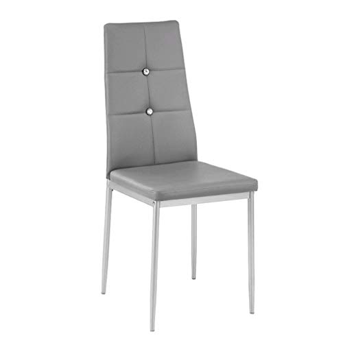 Kitchen Dining Chairs Set of 4 with Sturdy Metal Legs, High Backrest Dining Breakfast Chair for Home Kitchen Living Room (4PCS+Grey)