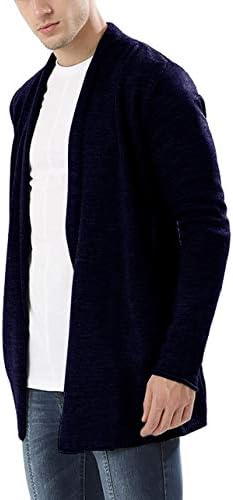 Simbama Men's Shawl Collar Cardigan Sweat Long Sleeve Open Front Lightweight Overcoat Long Length Drape Cape