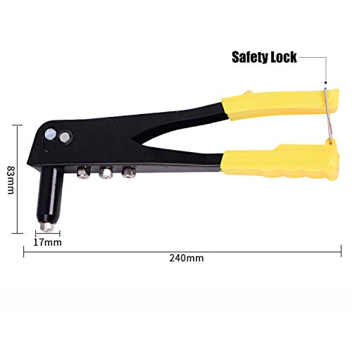 URGENEX Rivet Gun Hand Riveter with 48pcs Metal Rivets Heavy Duty Riveter Kit Professional Pop Rivet Gun
