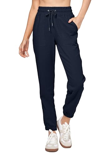 Willit Women Linen Joggers XXXL Navy Blue