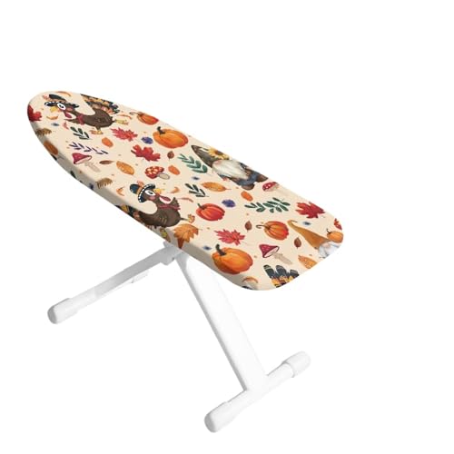Maiyoinou Turkey Ironing Board Cover for Home Pumpkin Ironing Board Protector Thanksgiving Decor Dirt-Resistant Iron Boards Cover with Elastic Edge, 14x24 Inches