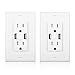 Cable Matters 2-Pack Tamper Resistant 15A Duplex Outlet with USB Charging up to 5 Amp