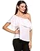 Sherosa Womens Summer White Off Shoulder Blouse Crop Tops, White L