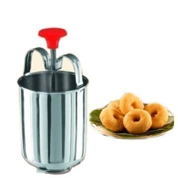 Sops Stainless Steel Medu Vada Maker Dispenser and ABS Plastic Stand (Silver)