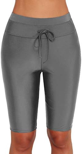Ocean Plus Women's UV Protection Black Knee-Length Swim Shorts 3/4 Leg Bikini Bottom Trunks Plus Size Swim Leggings Beachwear