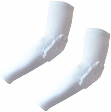 HWB 1 Pair / 2 Pcs Honeycomb Pad Crashproof Cycling Basketball Football Arm Guard Sleeve Elbow Support (White, Small)