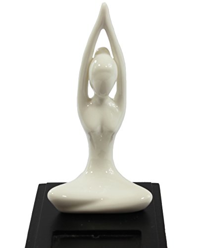 Black Wood Incense Burner Holder Tray with Yoga Mountain Pose Figurine