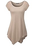 TWINTH Long Tunic Top Plus Size Loose Fit Shortsleeve Unbalanced Colorful Tunics