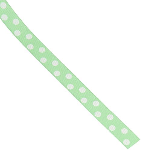 Schiff Ribbons 5/8-Inch Polyester Grosgrain Aspirin Polka Dot Ribbon, 100-Yard, Mint/White