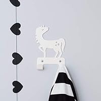 EINA DESIGN Unicorn Wall Hook/Hanger Animal Shaped Coat Hat Hook Heavy Duty, Decorative Gift, White