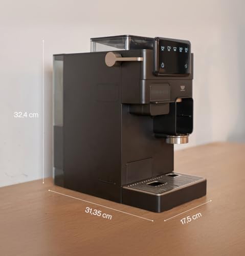 Juno Cafetera semiautomática con molinillo integrado y pantalla táctil | Café en grano recién molido sin cápsulas | Compacta, intuitiva y fácil de limpiar | Color negro