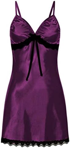 Oasisocean Women Lingerie V Neck Nightwear Satin Bow Babydoll Sleepwear Lace Chemise Mini Teddy Sleepskirt