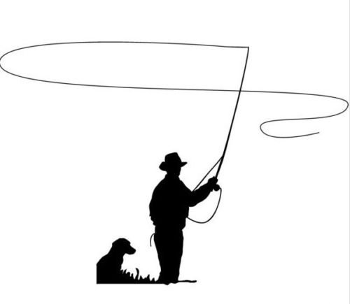 Fly Fishing Decal Car Truck Bumper Window Sticker Dog country cowboy hunting, Die cut vinyl decal for windows, cars, trucks, tool boxes, laptops, MacBook - virtually any hard, smooth surface
