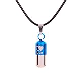 Yazilind Stainless Steel Silver Love Pill Capsule Shape Pendant Necklace PU Leather Chain