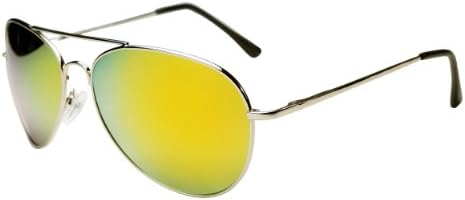 Hilton Bay Aviator Sunglasses UV400 with Colored Mirror lens (Sunset)