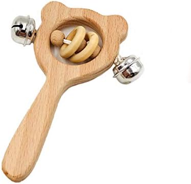 eroute66 Organic Wood Montessori Styled Baby Rattle Teething Toy for Toddlers 4