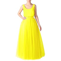 WDPL Women's Long Tutu Tulle Skirt A Line Floor