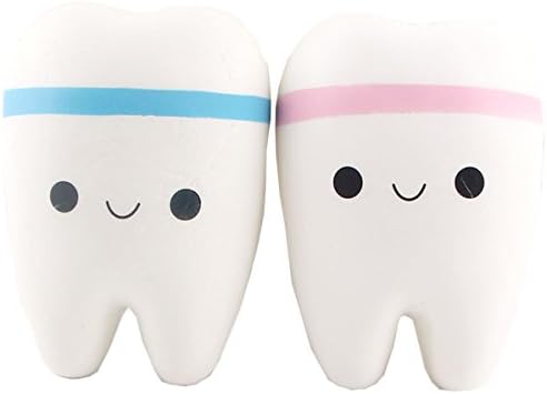 2 Pack Jumbo Slow Rising Stress Reliever Squishy Squeeze Cute Teeth Squishes for Kids and Adult