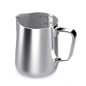 Voarge Melkkannetje, melkpitcher 350 ml / 12 FL.oz. melkkan van roestvrij staal, melkschuimkannetje melk opschuimen voor…