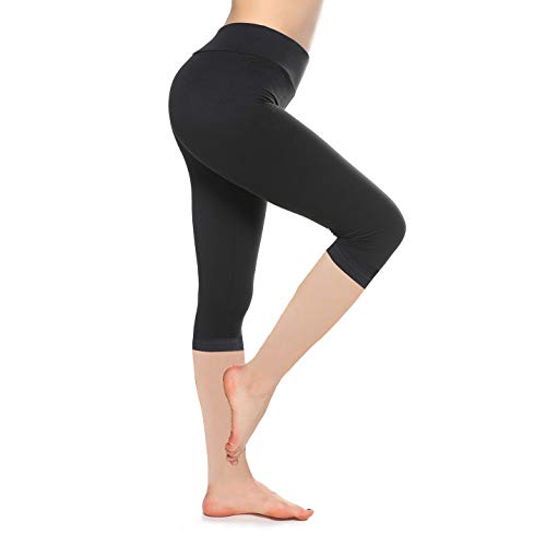 KT Buttery Soft Leggings Capri for Women - High Waisted Leggings Pants with Inner Pocket (Plus Size, Capri Black 2 Pack)