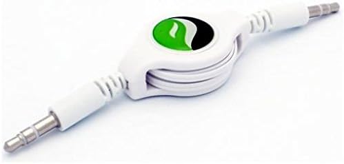 Retractable Aux Cable Car Stereo Wire Audio Speaker Cord 3.5mm Aux-in Adapter Auxiliary [White] for CAT S61 - Google Pixel - Google Pixel XL - Huawei Ascend P7