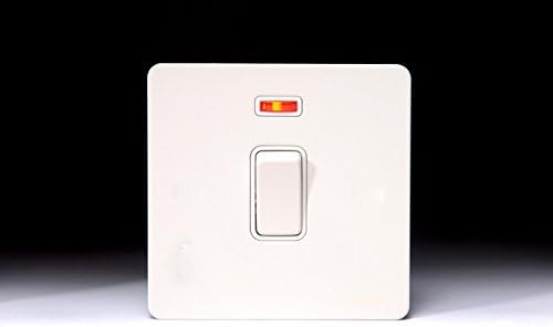 Schneider Screwless Flat Plate 32A DP Switch Neon White Metal GU4431WP