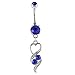 Oasis Plus Heart Blue Crystal Navel Ring Dangle Belly Button Rings Hoop Body Glitter Piercing Jewelry