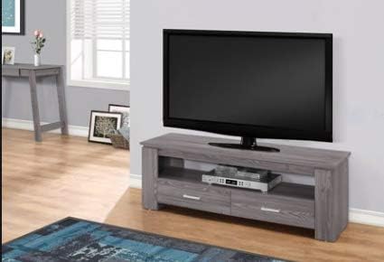 TV Stands Table Cabinet-Grey Wood with 2 Drawers Display Your TV in Style