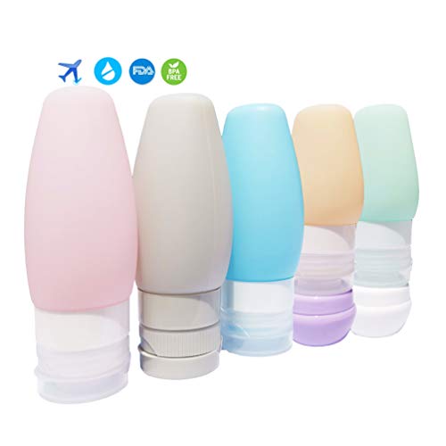 Travel Bottles TSA Approved Leak Proof, Travel Toiletry Bottles, 2 OZ, 3 OZ Silicone Travel Bottles, Leakproof Travel Containers for Toiletries, Travel Size Containers for Shampoo Lotion Conditioner