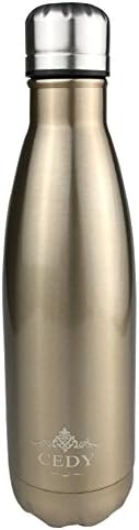 Double Wall Vacuum Insulated Stainless Steel Travel Sports Water Bottle Leak-proof No Sweating Keeps Drinks Hot &amp; Cold Perfect for Outdoor Multiple Colors 17oz(500ml) (Champagne)