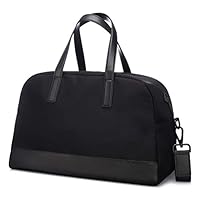 GoPenguin Travel Weekender Bag, Carry on Tote Bag with Trolley Sleeve, Black Nylon Small Overnight Duffle for Men Women