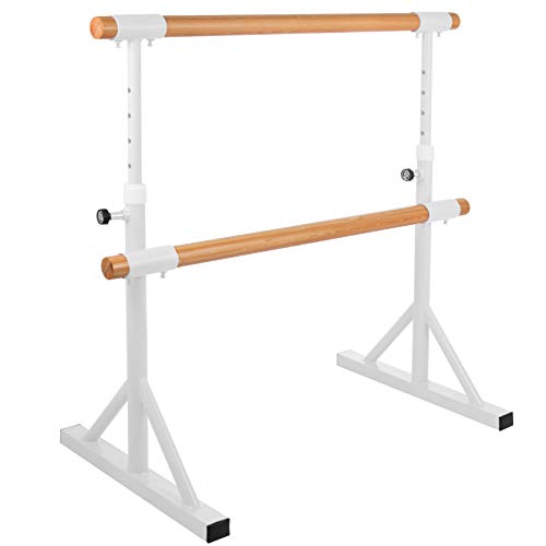 Popsport Ballet Barre 4/5FT Double Portable Freestanding Ballet Bar Heavy Duty Dancing Stretching Barre Portable for Home Dance Barre Fitness Ballet Bar (White, 5FT)