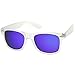 Matte Frosted Frame Reflective Colored Mirror Lens Horn Rimmed Sunglasses 54mm (Frost/Purple Mirror)
