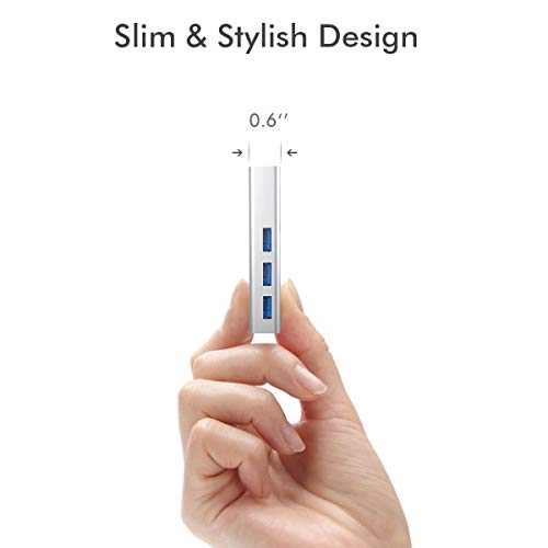 USB C Hub, 4-in-1 USB-C to Gigabit Ethernet Adapter, USB 3.0 1Gbps RJ45 Port I Thunderbolt to RJ45 LAN Converter, Support MacBookPro/MacBook Air/iPad