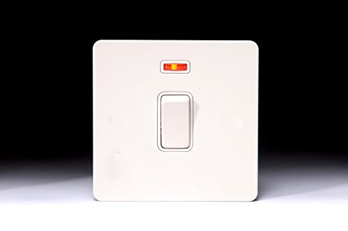 Schneider Screwless Flat Plate 32A DP Switch Neon White Metal GU4431WP