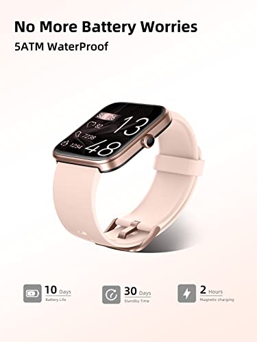 RERE ASW1 Smart Watch for Women, Alexa Built-in,1.69 inch Fitness Tracker with 14 Sport Modes, Blood Oxygen, Heart Rate, Sleep Monitor, 5ATM Waterproof, 10 Day Battery Life, Pink