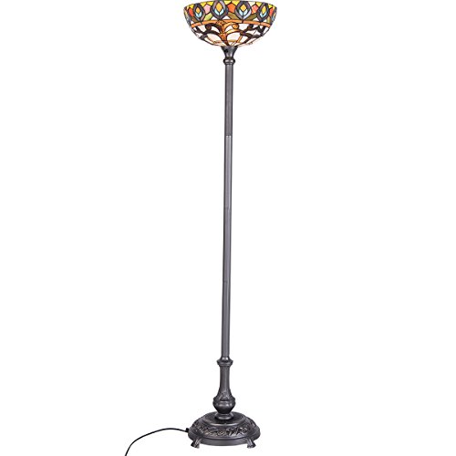 QIRUI Tiffany Style Retro Floor Lamp with Stained Glass Shade-8805