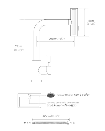 APPASO Grifo de cocina en cascada con rociador extraíble, grifo de cocina negro con rociador 3 modos, grifo mezclador de fregadero de cocina giratorio 360° de acero inoxidable SUS304 (Negro Mate)