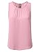 DRESSIS Womens Round Neck Sleeveless Chiffon Pleated Blouse Tank Top