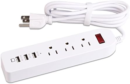 Runpower 3USB Charger 3Universal AC Plug Travel Power Strips (5V/2.4A1 and 5V/1A2) Fit iPhone 4s 5s 6s 7 7Plus More Electronic devices such