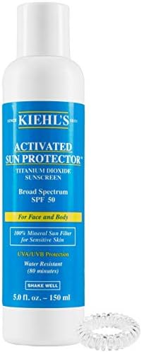 KiehIs Activated Sun Protector Sunscreen SPF 50 Full Size (Free Spiral Hair Tie Included)