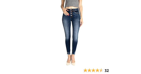 Kan Can Women's High Rise Ankle Skinny 